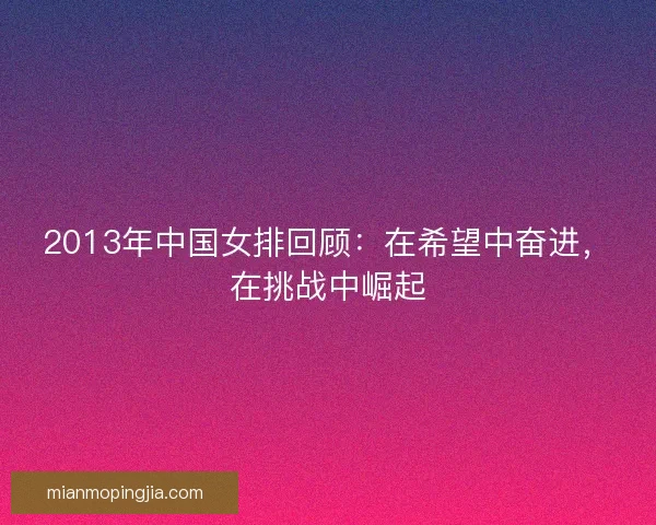 2013年中国女排回顾:在希望中奋进,在挑战中崛起 2013年中国女排回顾:在希望中奋进,在挑战中崛起